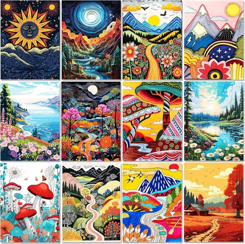 Vista 8 de Paquete de 12 kits de arte de diamantes de flores para adultos, juegos de pintura de diamantes 5D con herramientas para principiantes, bricolaje