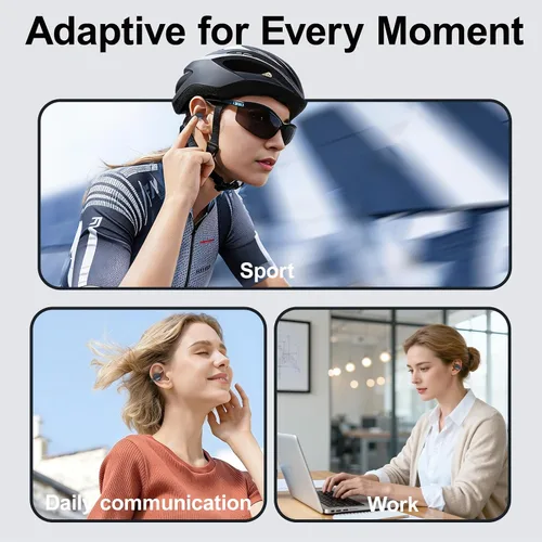 Vista 10 de Auriculares inalámbricos Bluetooth de oreja abierta, con clip, cómodos para todos los oídos, auriculares ENC con cancelación de ruido con tiempo