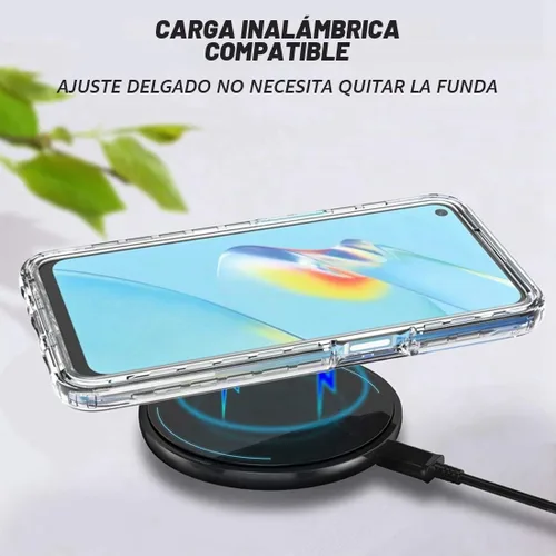 Vista 6 de Funda para teléfono para Oppo A54 4G, CPH2239 con protector de pantalla de vidrio templado, carcasa protectora de cuerpo completo transparente