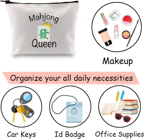 Vista 5 de JXGZSO Mahjong Queen Lucky Bag Game Tiles Travel Storage Mahjong Juego de mesa con cremallera, regalo para los amantes de Mahjong, Reina de Mahjong