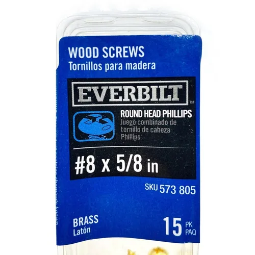 Vista 4 de 15 tornillos Phillips Drive de latón para madera #8 x 5/8 pulgadas, cabeza redonda