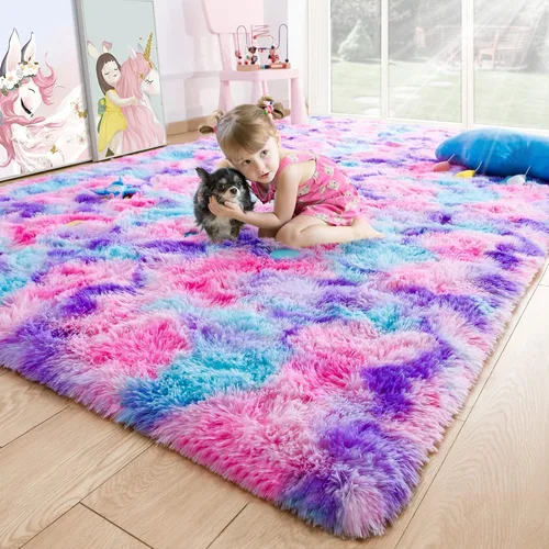 Vista 115 de Noahas Alfombras de Área Grandes y Esponjosas de 5x8 pies para Sala de Estar y Dormitorio, Alfombra Gruesa de Pelo Largo Beige y Blanca, Alfombra