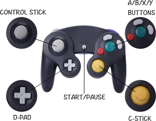 Vista 2 de 2 paquetes de control clásico Gamecube Shock Joypad con cable para Wii NGC Game Cube compatible