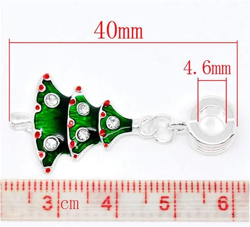Vista 2 de Sexy Sparkles Pulsera de cuentas de árbol de Navidad para cadena de serpiente, Aleación de metal de zinc