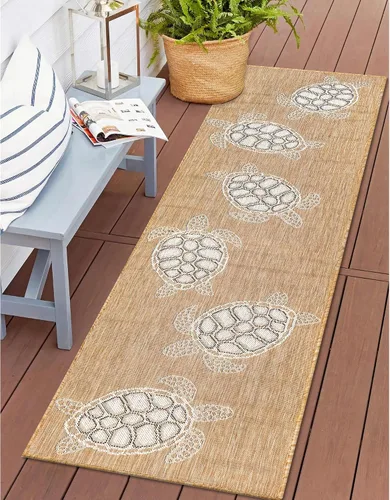 Vista 98 de Liora Manne Marina - Alfombra de área duradera de mezcla sintética tejida a máquina para interiores/exteriores - Gráfico contemporáneo océano global