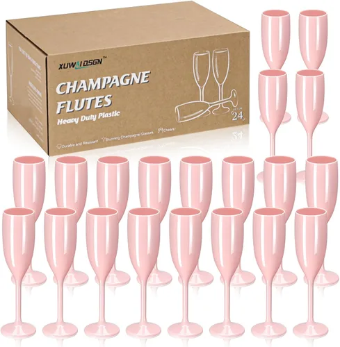 Vista 13 de XUWAIDSGN Copas de champán acrílicas, copas de champán para brindis de boda, copa de champán de plástico, reutilizable, irrompible, para despedida