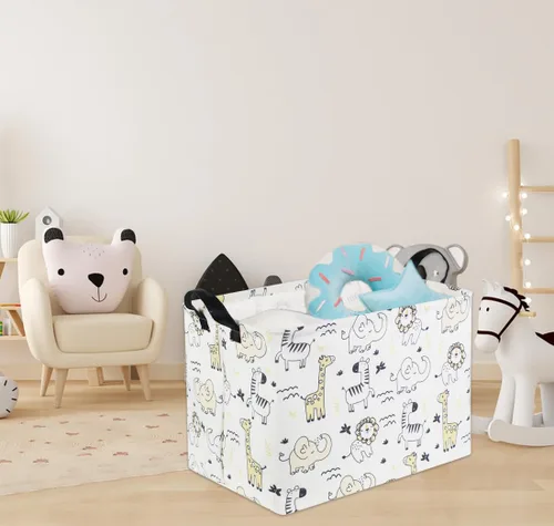 Vista 4 de Cestas para Bebé Cestas de Juguetes para Niños y Niñas Cesta de Regalo del Bosque Vacía Bonita Contenedor de Almacenamiento Caja Organizadora Animal