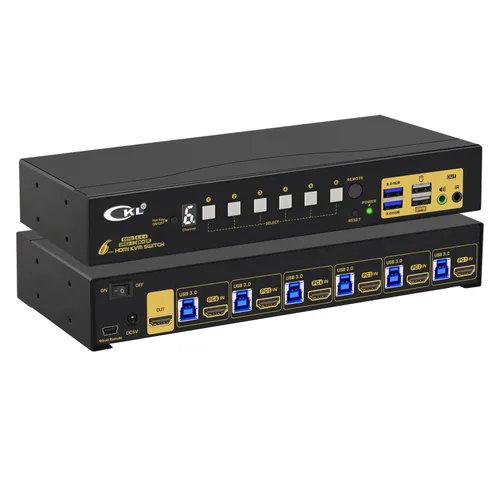 Vista 8 de CKL Conmutador KVM Dual Monitor HDMI 4K @60Hz (2 Monitores 2 Computadoras 922HUA-3) para el hogar y la oficina a consola, computadoras portátiles