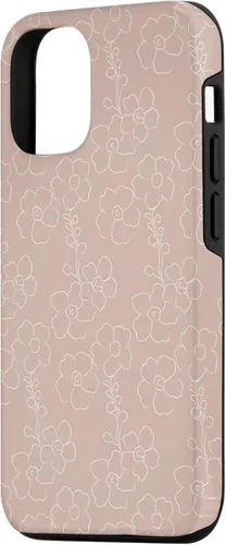 Vista 2 de iPhone 15 Gris Rosa - Botánico Flor Floral Funda Femenina