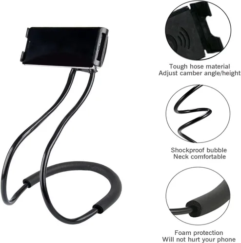Vista 2 de Soporte para teléfono celular perezoso colgante en el cuello, soporte giratorio para el cuello Hsxxf 360, soporte de montaje flexible