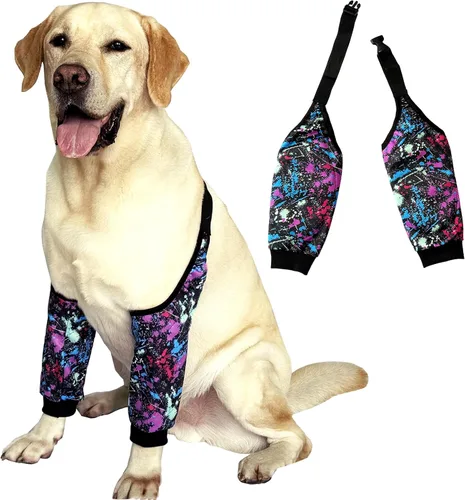 Vista 16 de Rodillera protectora para callos para perros, rodillera frontal, soporte para codo, mangas de mascotas para heridas, tratamiento de callos