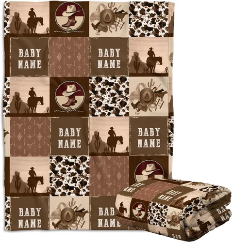 Vista 17 de Mantas de bebé occidentales - Mantas personalizadas y de forro polar personalizadas para niños y niñas, 3 tamaños para hijo y hija recién nacidos