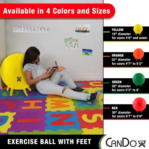Vista 5 de Pelota de ejercicios CanDo inflable con pies de estabilización, 1