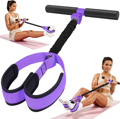 Vista 10 de Pedal Resistance Band with Handle, Upgraded Durable Thickened Latex Tubes and Soft Foam Fabric Foot Pedal, Sit Up Exercise Equipment for Abdomen