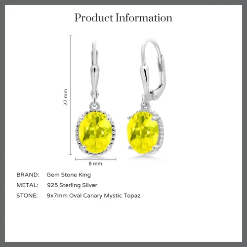 Vista 46 de Gem Stone King Aretes colgantes de gota para mujer, plata de ley 925, piedra natal ovalada de 0.354 x 0.276 in, joyería fina, regalos para ella
