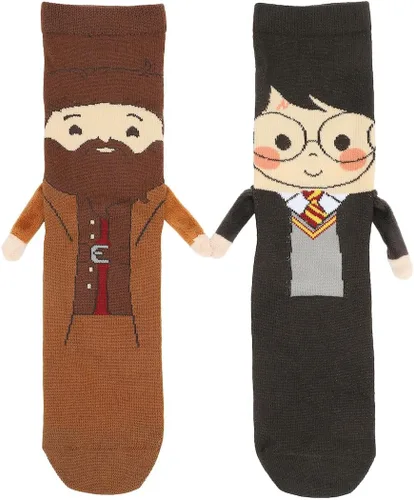 Vista 3 de Bioworld Harry Potter Harry & Hagrid - Calcetines casuales para mujer con brazos 3D