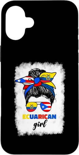 Vista 23 de Funda para iPhone 16, mitad ecuatoriana y puertorriqueña Rico Ecuador Flag Girl Mix