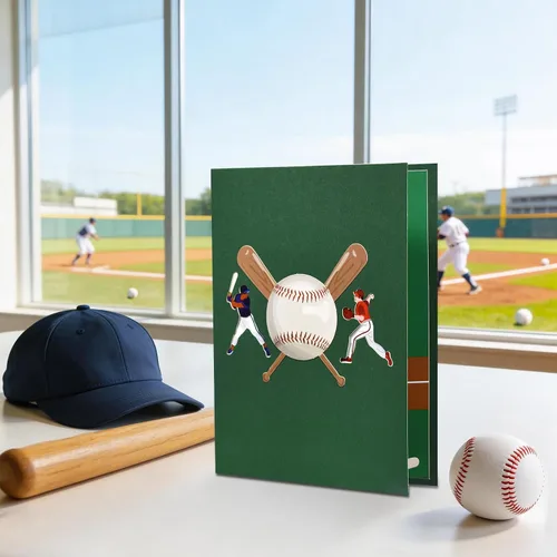 Vista 7 de GREETING ART Tarjeta desplegable de béisbol, tarjetas de cumpleaños de béisbol, tarjeta del día del padre, tarjetas de felicitación deportivas