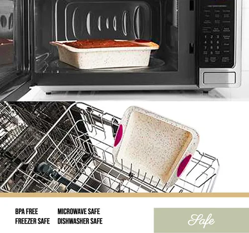 Vista 5 de Trudeau Bandeja para Pastel Confeti de Silicona de 8x8 Pulgadas – Híbrido Reforzado de Silicona Flexible y Forro Duro para Estabilidad