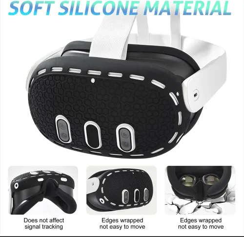 Vista 3 de Juego de funda de silicona compatible con Meta Quest 3, funda de accesorios VR para Meta Quest 3