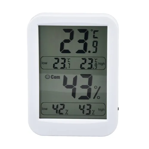 Vista 4 de Thermometer Hygrometer Digital Large LCD Display Accurate Temperature Humidity Meter for Reptile Terrarium Greenhouse Warehouse White ABS 120g