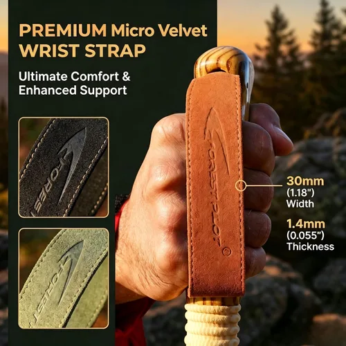 Vista 4 de FOREST PILOT Bastón de trekking – 1 unidad de madera de sasafrán ajustable y desmontable para senderismo o bastón