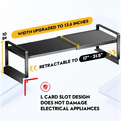 Vista 2 de Estante de almacenamiento ajustable para refrigerador o lavadora (17-31.5 pulgadas) - Estante organizador expandible, diseño de ranura protectora