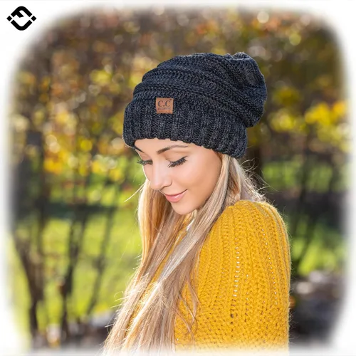 Vista 159 de Funky Junque Gorro de moda de punto trenzado de talla extragrande, grueso, abrigado, suave y holgado