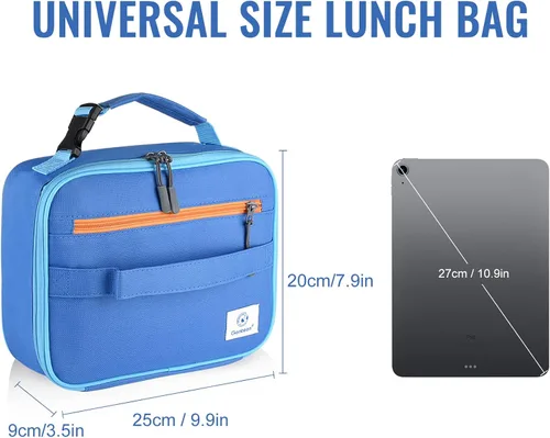 Vista 3 de Genteen Paquete de 2 bolsas de almuerzo suaves aisladas con doble cremallera, resistente, congelable y reutilizable para niños, hombres