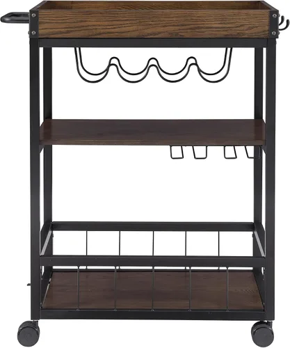 Vista 8 de Carrito de cocina portable Linon Austin., Madera, Negro