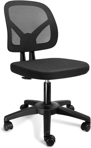 Vista 8 de KOLLIEE Silla de oficina en casa de malla ergonómica giratoria con soporte lumbar ajustable, silla de computadora cómoda negra con abatible