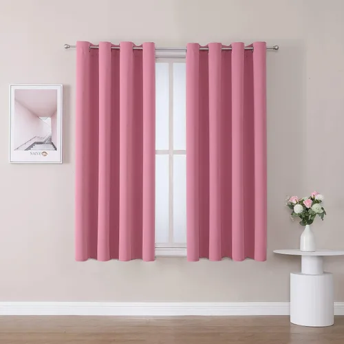 Vista 8 de ChrisDowa - Cortinas cortas para ventana de 40 pulgadas para dormitorio - Cortinas cortas con ojales y aislamiento térmico para oscurecer