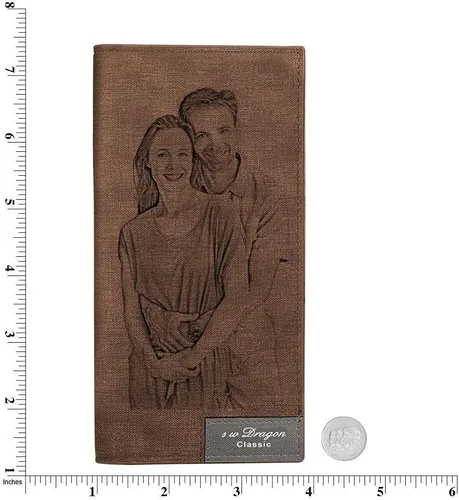 Vista 4 de Carteras personalizadas para hombres, cartera larga de cuero con foto grabada personalizada para hombres, billetera personalizada con fotos regalos
