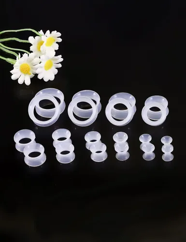 Vista 3 de Yaalozei 6G 4G 2G 2G 00G 0.472 in 0.551 in 0.630 in 0.709 in 0.787 in Ultra delgado silicona flexible túnel expansor de túnel de carne Calibre