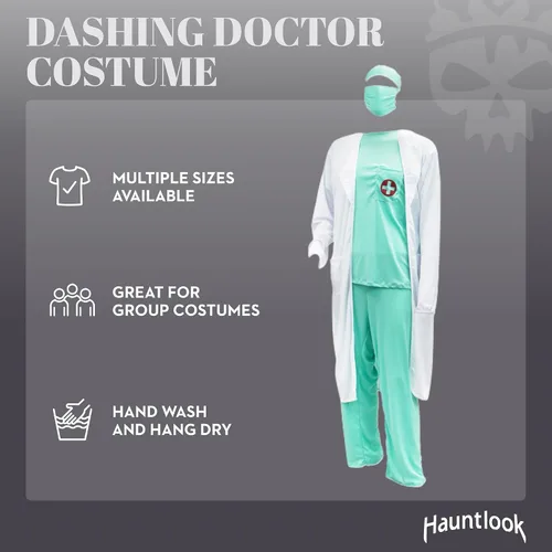 Vista 2 de Disfraz de Dashing Doctor de Halloween para adultos, disfraz divertido para hombre