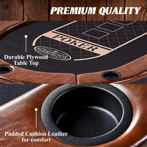 Vista 4 de Barrington Poker - Mesas de Póquer Plegables de Múltiples Estilos y Tableros de Mesa de Póquer/Colección de Mesa de Comedor, Mesas con Rieles