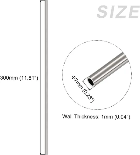 Vista 2 de METALLIXITY Tubo de acero inoxidable 304 (0.276 in de diámetro x 0.039 in de pared T x 11.811 in de largo), tubo recto - para decoración del hogar