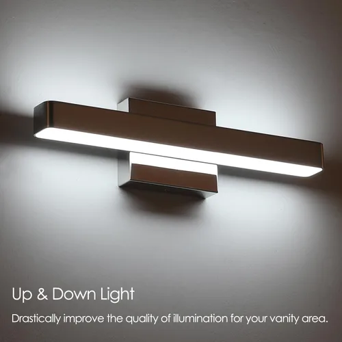 Vista 2 de Barra de luz LED moderna para tocador de baño (16 pulgadas, blanco frío 6000 K), accesorios de iluminación de pared de baño de acrílico moderno