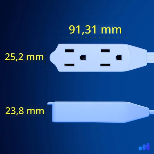 Vista 4 de Maximm - Cable de extensión de enchufe plano giratorio de 360°, 0.30 m, 16 AWG, múltiple, extensión de salida, cable con conexión a tierra, 3 Blanco