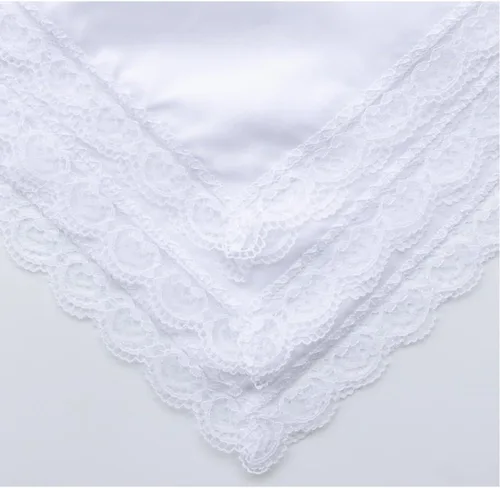 Vista 4 de Deeorla Pañuelo de encaje de algodón para mujer, pañuelos de boda blancos para mujer