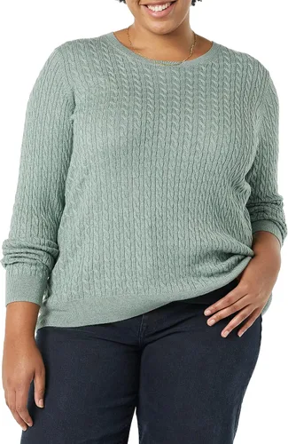Vista 4 de Tienda Essentials - Suéter ligero de punto trenzado de manga larga con cuello redondo para mujer