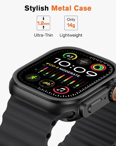 Vista 3 de amBand 3 en 1 Estuche de Metal Compatible con Apple Watch Series SE 3/SE 2/SE 6/5/4 44mm, Protector W1 Resistente con Protector de Corona + Funda