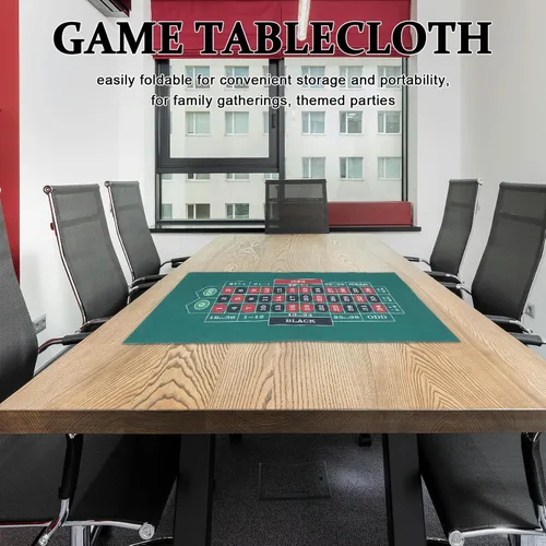 Vista 4 de MERRYHAPY Double-Sided Waterproof Poker Table Mat with Felt Surface Foldable Portable Game Pad for Family Gatherings Theme Parties Poker Night and