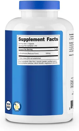 Vista 5 de Nutricost Ácido alfa lipoico 600 mg, 240 cápsulas de glutatión 500 mg, 240 cápsulas