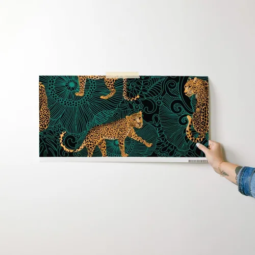 Vista 7 de Spoonflower Papel tapiz para despegar y pegar - Leopardo exótico selva negro verde animal África guepardo tigre papel tapiz extraíble personalizado