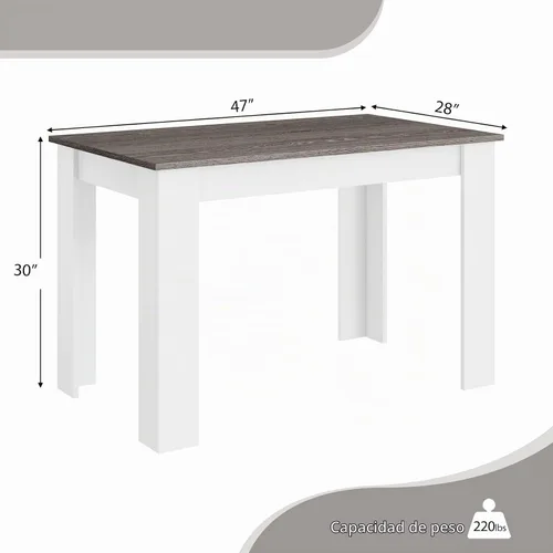 Vista 3 de Giantex Mesa de comedor de madera, mesa de cocina moderna para 4, mesa de comedor rectangular para cocina, comedor, sala de estar, muebles