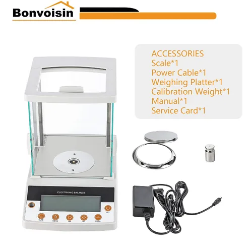 Vista 7 de Balanza analítica digital Bonvoisin de 0,1 mg de alta precisión, balanza electrónica certificada CE, 0.00 oz, báscula de laboratorio científico