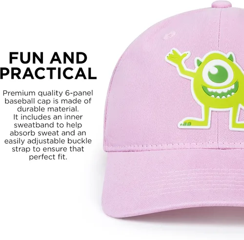 Vista 5 de Disney Men's Cap Women Monster, Mike Wazowski Adjustable Baseball Hat Adult
