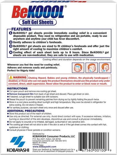 Vista 2 de BEKOOOL Hojas de gel suave para niños para aliviar el enfriamiento de las molestias de la fiebre 4
