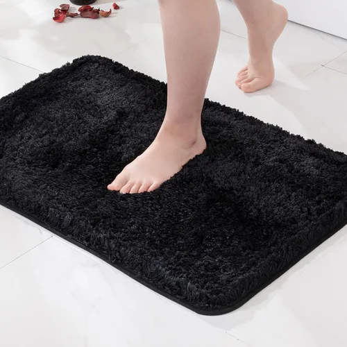 Vista 10 de MIULEE Alfombras de baño negras, suaves y pequeñas, absorbentes, antideslizantes, de secado rápido, esponjosas, para baño, bañera y duchas, lavables
